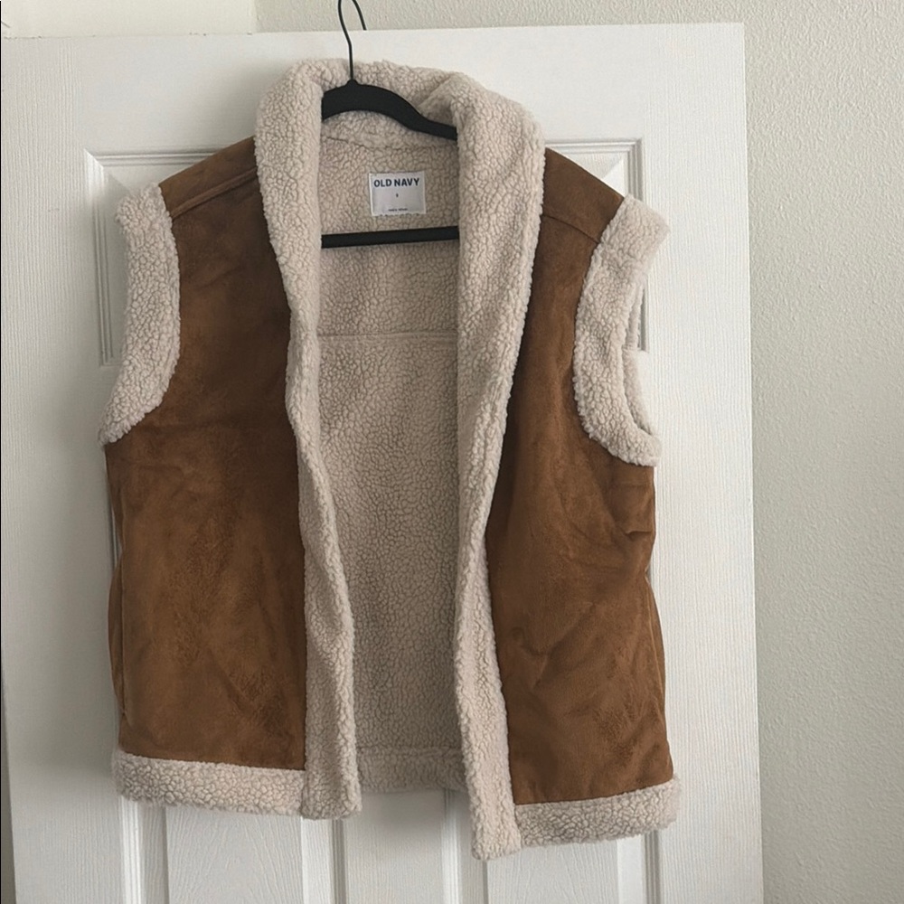 Old Navy Tan and Cream Sherpa Vest